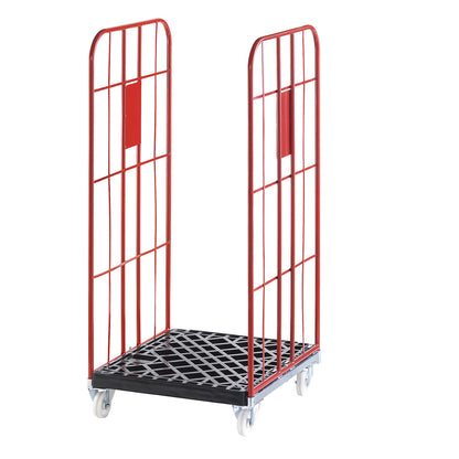 V roll container, nestable, 2-sided, flame red RAL 3000.