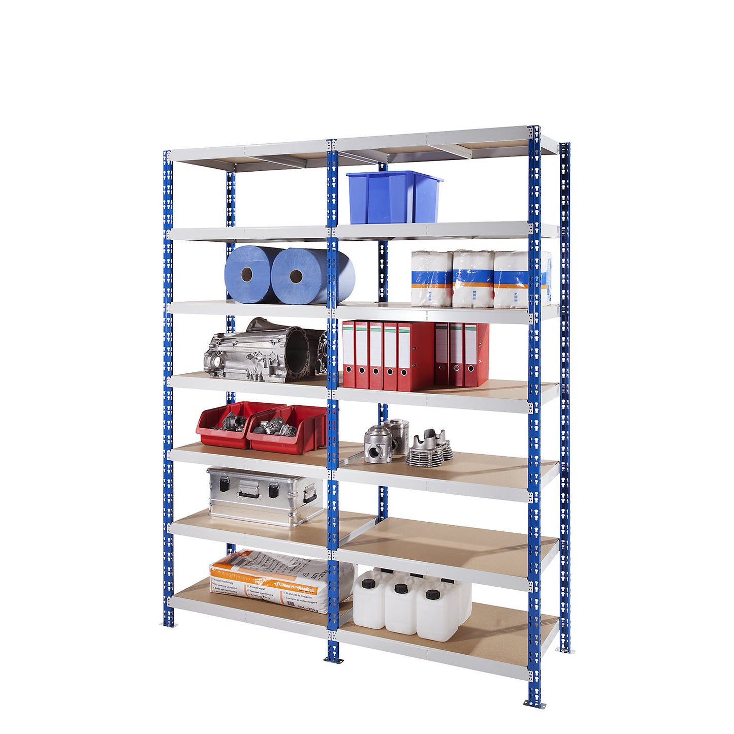 Universal boltless shelving unit, robust, chipboard shelves, HxWxD 2522 x 1025 x 600 mm, extension shelf unit.