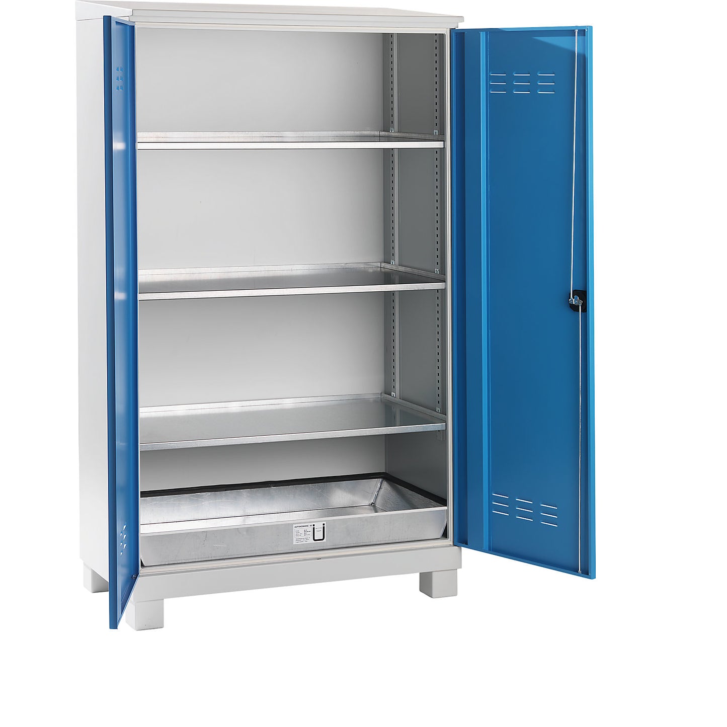 Environmental cupboard for outdoor storage, with 3 shelves, 1 base sump tray, HxWxD 2100 x 1200 x 600 mm.