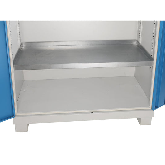 Tray shelf, zinc plated, HxWxD 48 x 1167 x 550 mm, max. load 80 kg.
