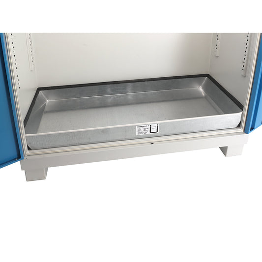 Floor sump tray, zinc plated, LxWxH 1185 x 550 x 115 mm, capacity 66 l.