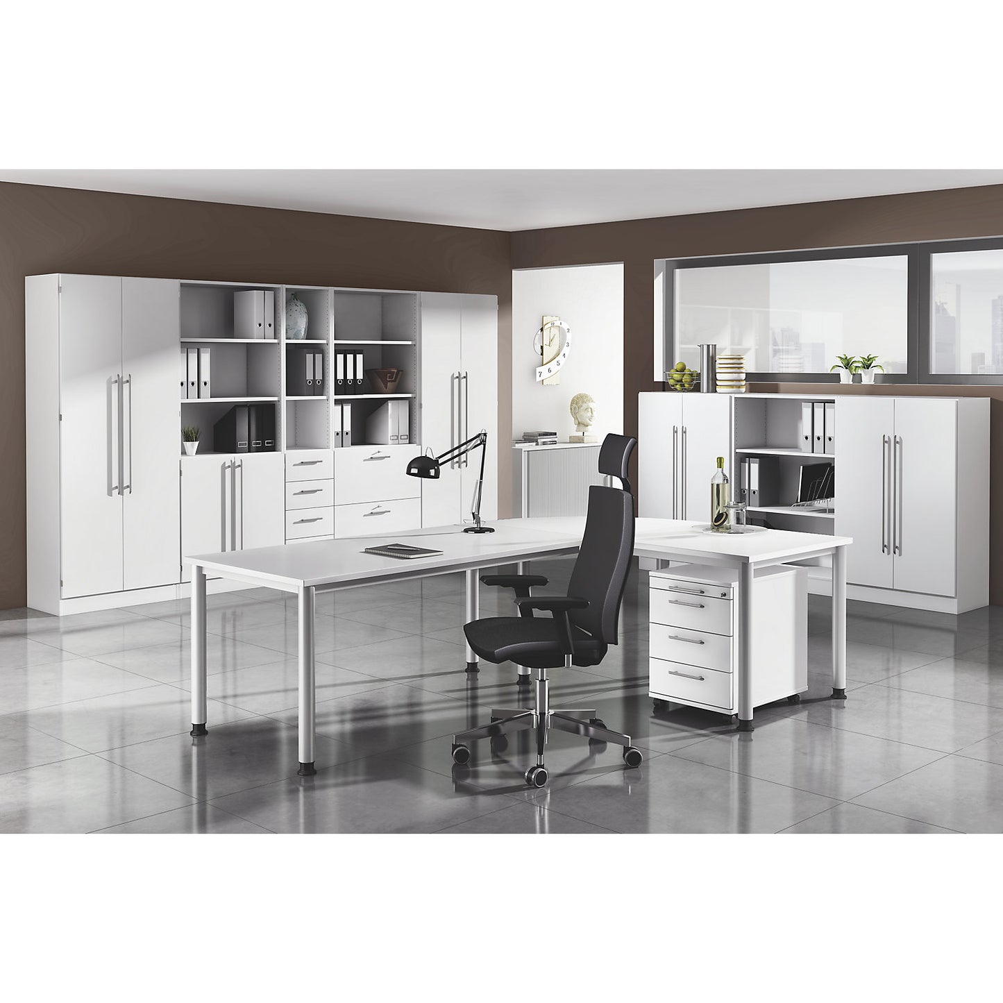 Shelf unit, height 2004 mm, 4 shelves, white.