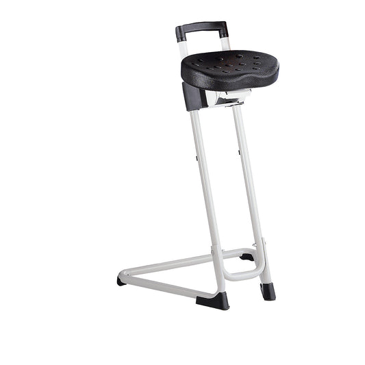 Anti-fatigue stool, tubular steel, infinite height adjustment 600 - 850 mm, light grey.