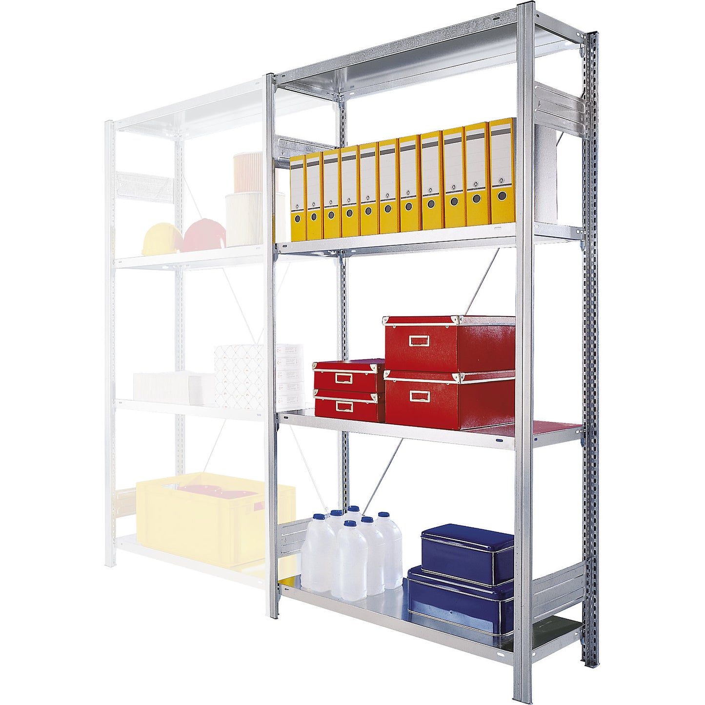 Boltless shelving unit, HxD 2000 x 435 mm, extension shelf unit, width 1010 mm.