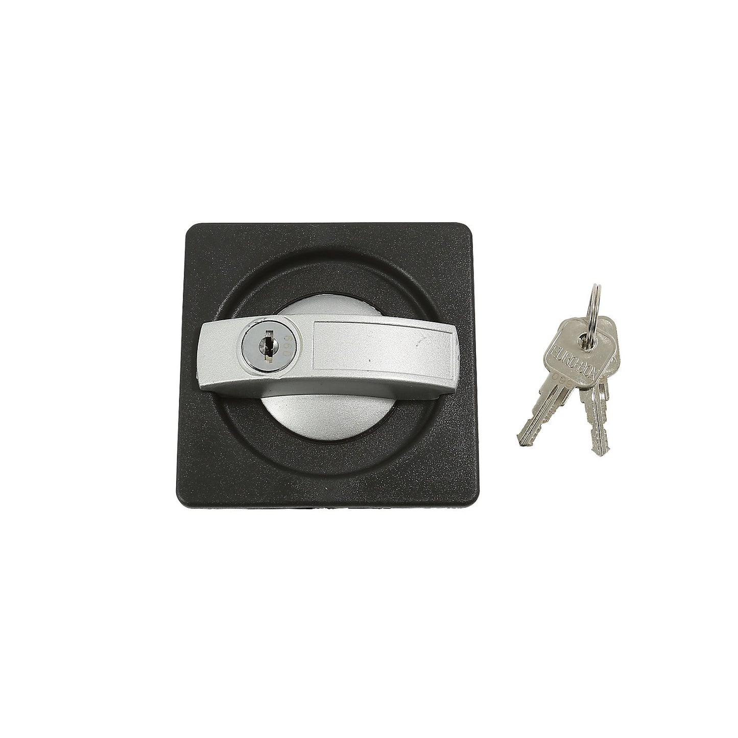 Lock with plastic housing, with 2 keys, for universal cupboard.