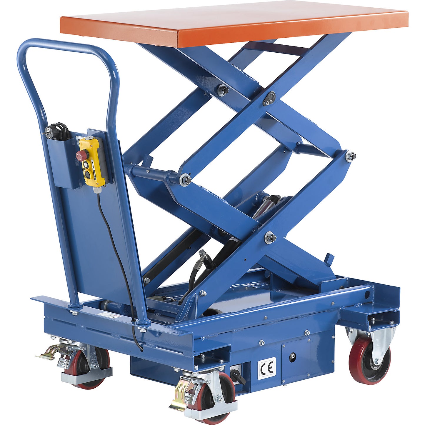 Lifting platform trolley, electric, lifting range 520 - 1460 mm, max. load 650 kg.