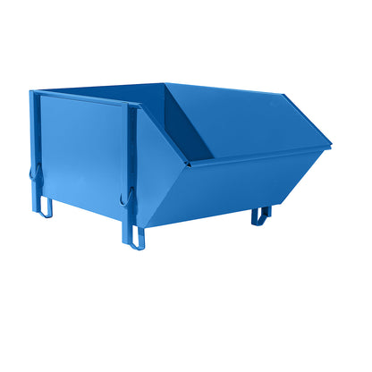 Sheet steel container, capacity 1 m³, without folding chute, light blue.
