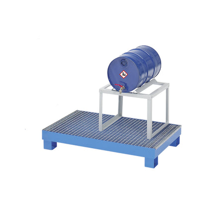 Sump tray for 60 l, LxWxH 800 x 1300 x 205 mm, with certification, powder coated blue, without grate.