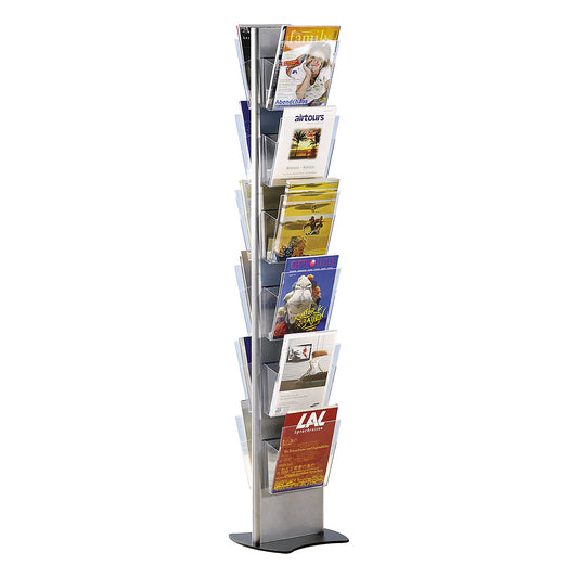 Brochure display stand for A4, detachable brochure holder, 2-sided, 12 brochure compartments.