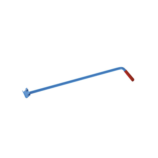 Detachable drawbar, made of tubular steel, with plastic handle.