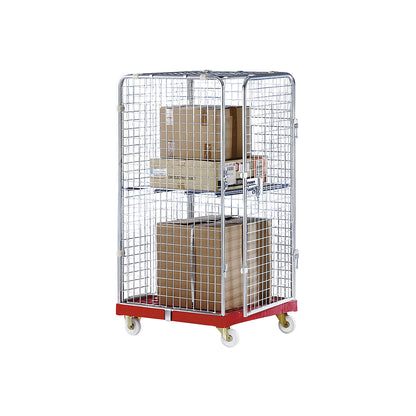 SAFE roll container, HxWxD 1550 x 720 x 810 mm, red transport dolly.