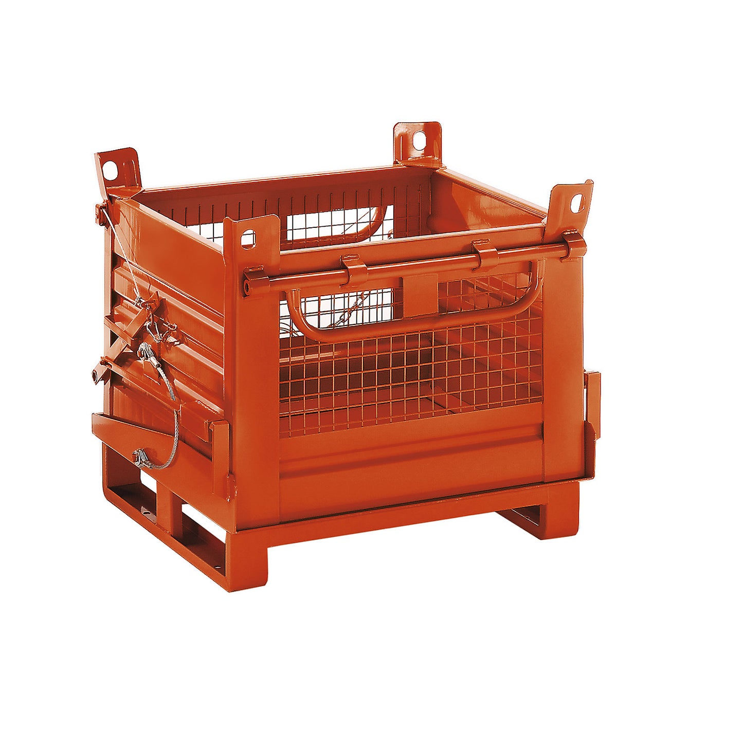 Hinged bottom skip, mesh walls, 1 base flap, capacity 0.52 m³.