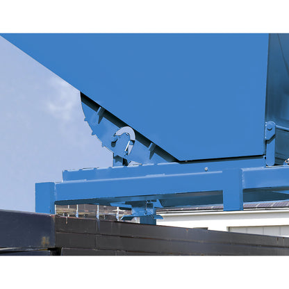 Heavy duty tilting skip, capacity 0.6 m³, max. load 4000 kg, orange RAL 2000.