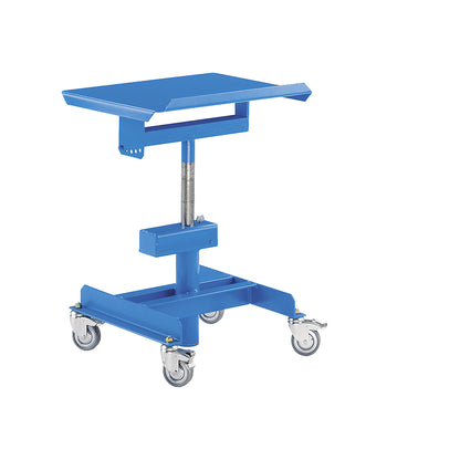 Work stand, max. load 150 kg, mobile, height adjustment without load with pneumatic fall arrest, height adjustment range 510 - 700 mm.