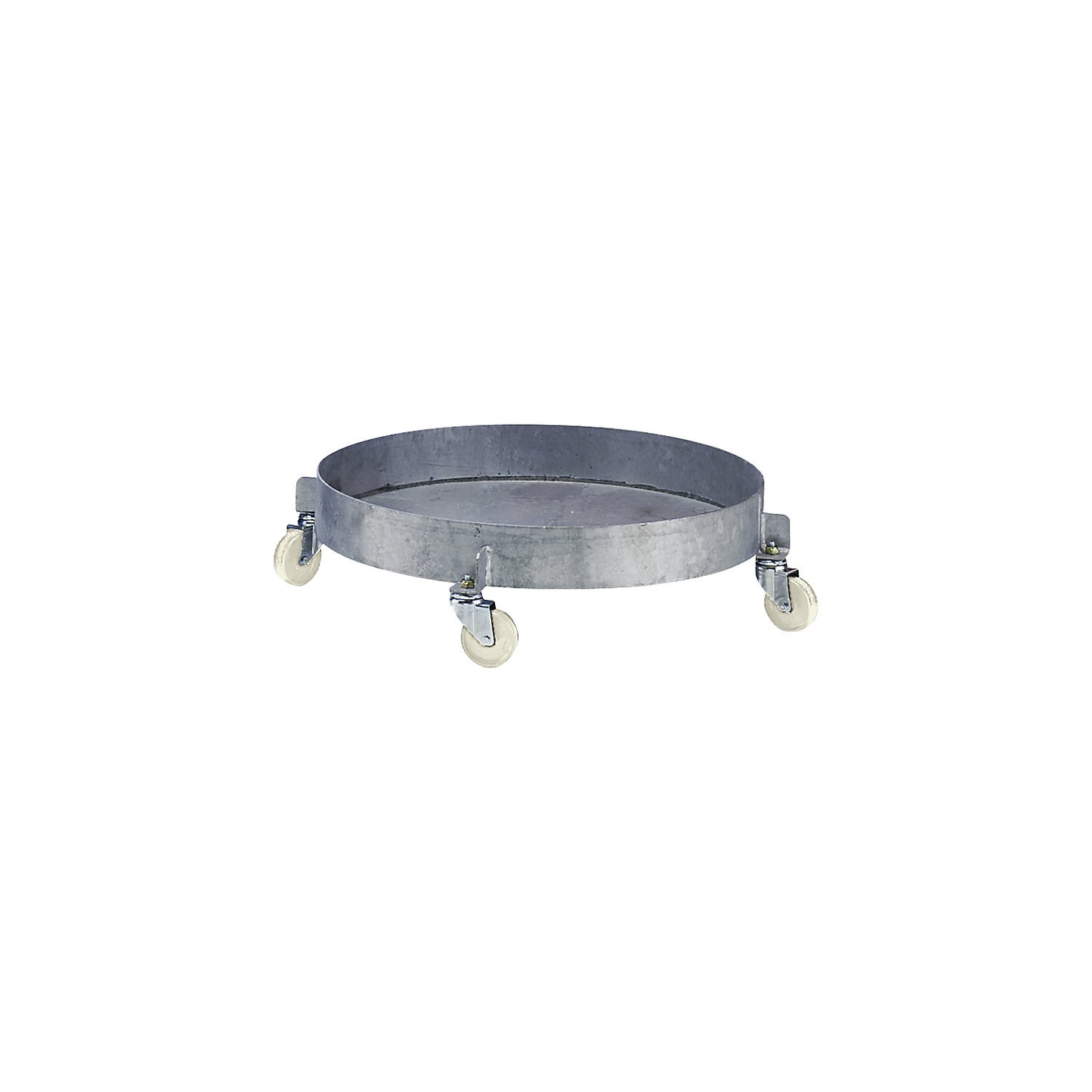 Drum dolly, with watertight metal tray, zinc plated, internal frame Ø 610 mm.