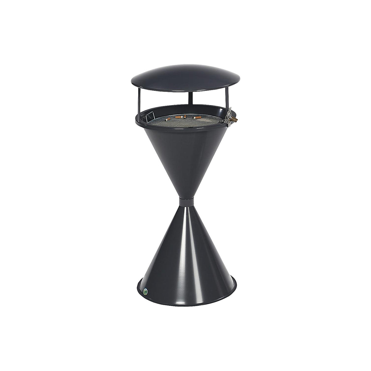 Conical ashtray made of steel, Ø 400 mm, with roof, charcoal.