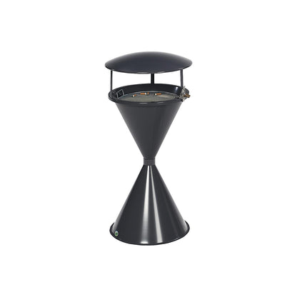 Conical ashtray made of steel, Ø 400 mm, with roof, charcoal.