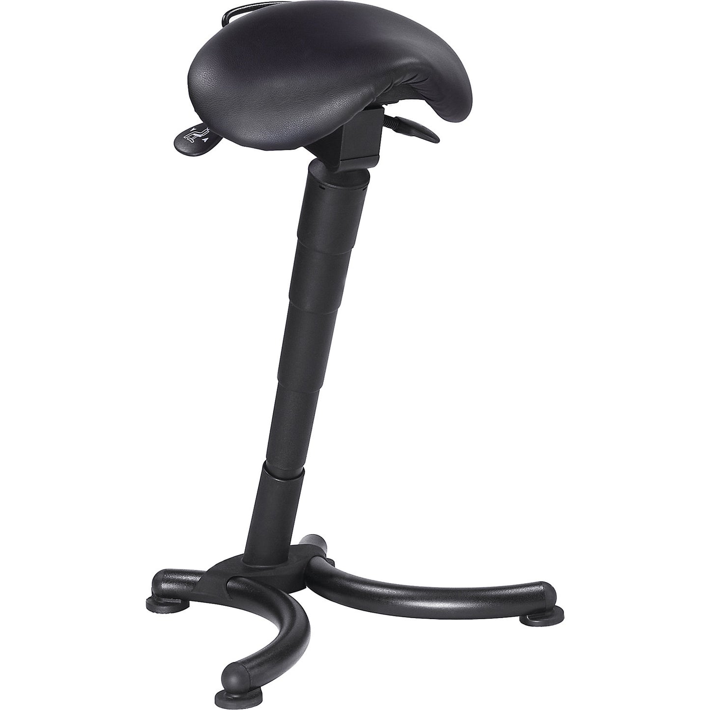 Anti-fatigue stool, ergonomic saddle seat, gas lift height adjustment.