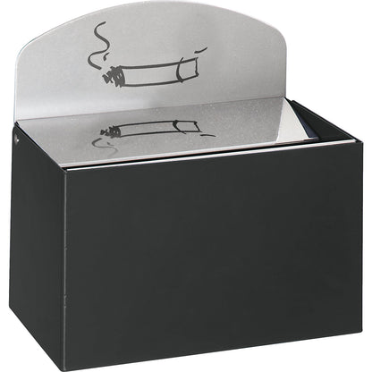 Wall ashtray with sign, HxWxD 87 x 140 x 98 mm, sheet steel, charcoal.