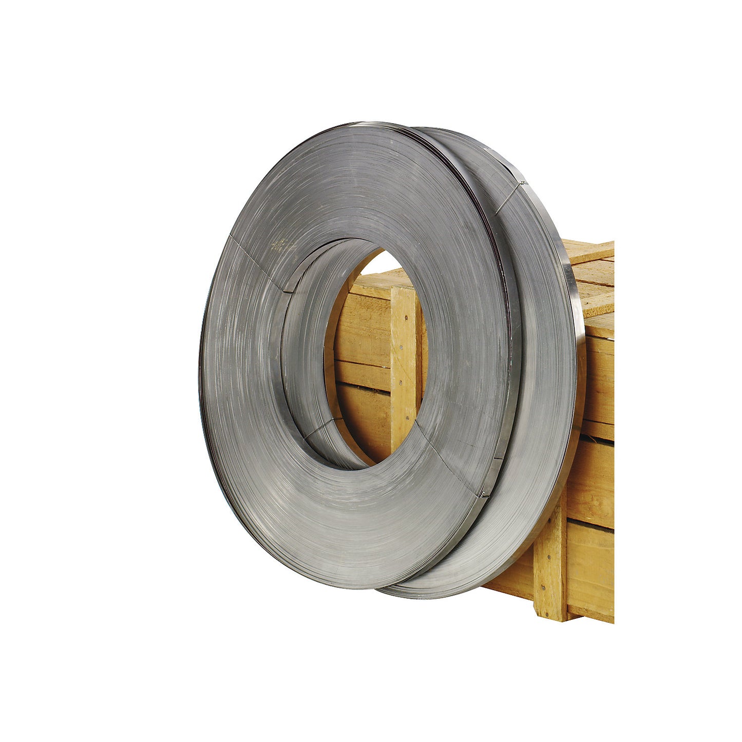 Steel strapping, for strap dispensers, pack of 2, ribbon coil, waxed, strap width 13 mm.