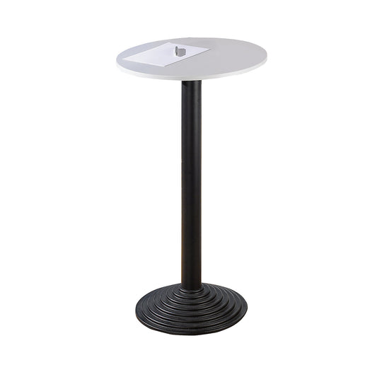 Canteen table with cast iron base, 1 tabletop, light grey, black column.