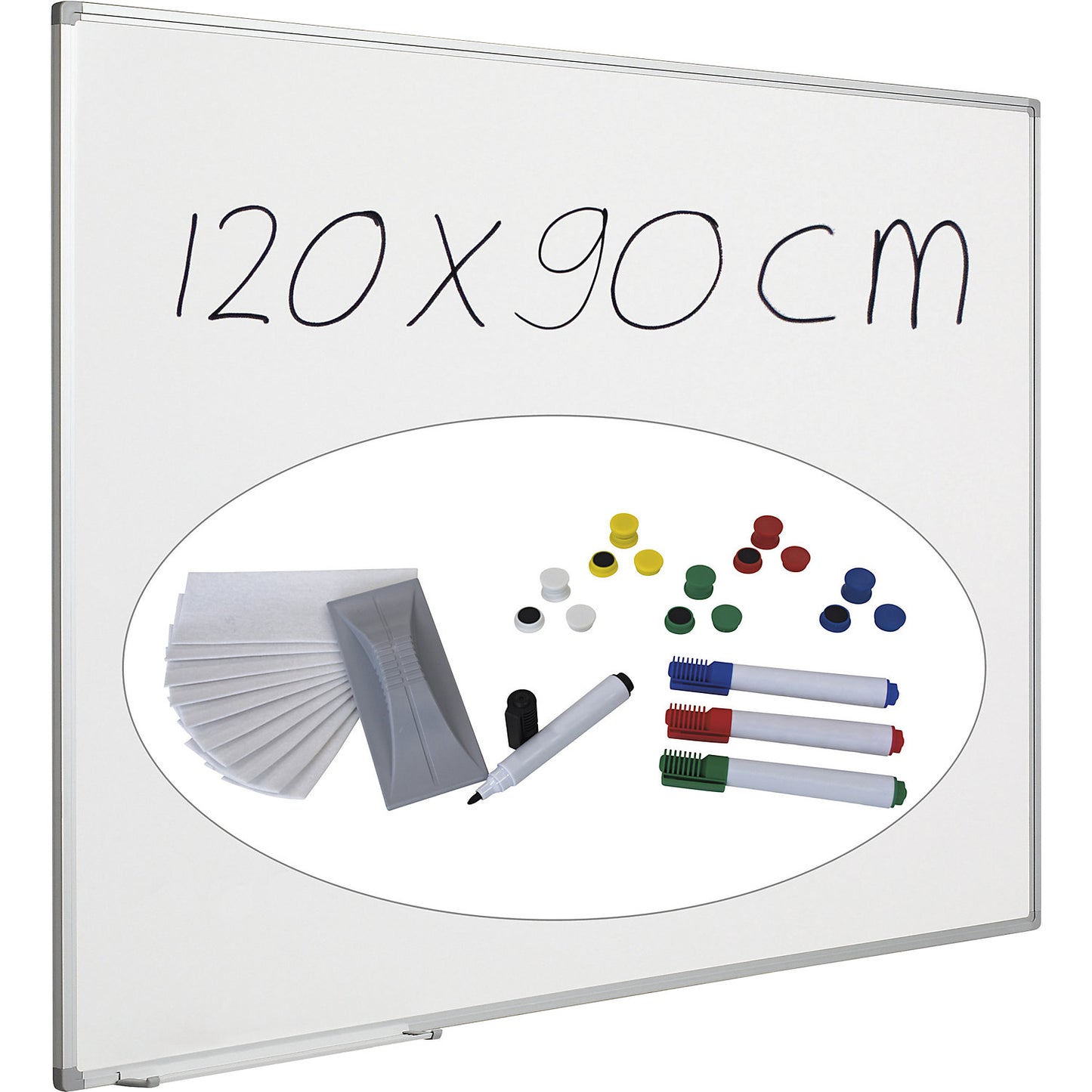 Economy whiteboard set, sheet steel, painted, WxH 1200 x 900 mm.