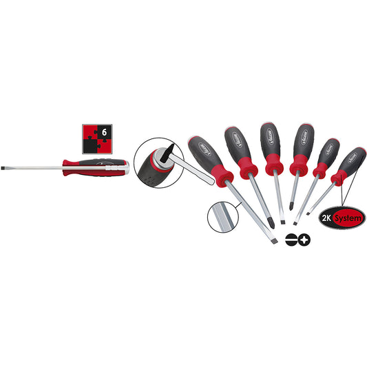Screwdriver set, 6 pieces, with an impact cap.