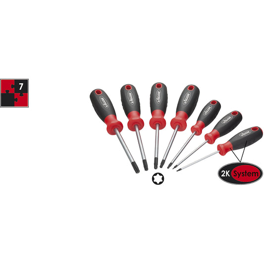 Hexalobular screwdriver set, 7 pieces, suspension hole in the handle.
