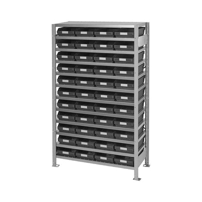 Boltless shelving unit, with ESD open fronted storage bins, HxWxD 1790 x 1000 x 300 mm, 44 open fronted storage bins.