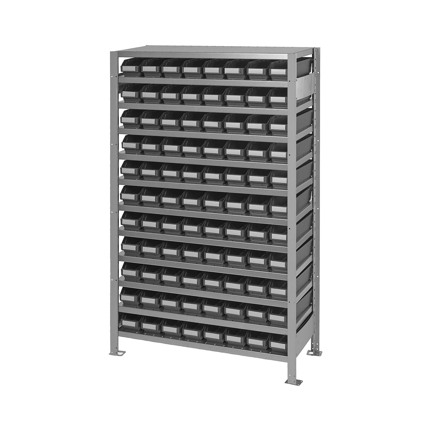 Boltless shelving unit, with ESD open fronted storage bins, HxWxD 1790 x 1000 x 400 mm, 88 open fronted storage bins.