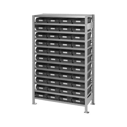 Boltless shelving unit, with ESD open fronted storage bins, HxWxD 1790 x 1000 x 400 mm, 44 open fronted storage bins.