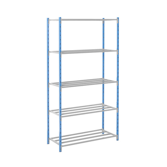 Boltless shelving unit, with tubular shelves, HxWxD 1996 x 1270 x 500 mm, standard shelf unit.