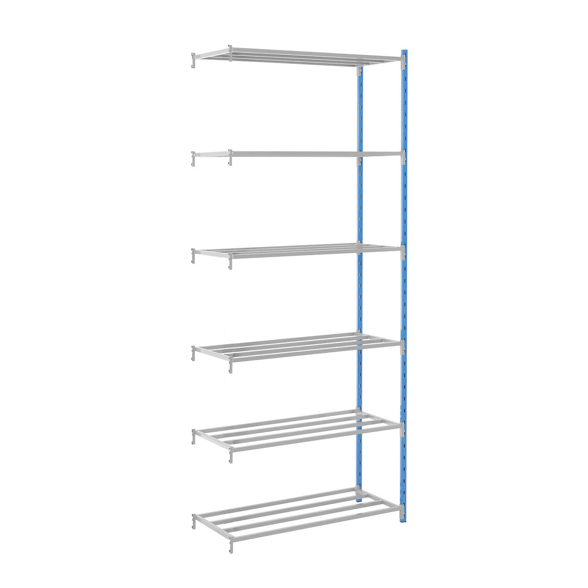Boltless shelving unit, with tubular shelves, HxWxD 2496 x 990 x 600 mm, extension shelf unit.