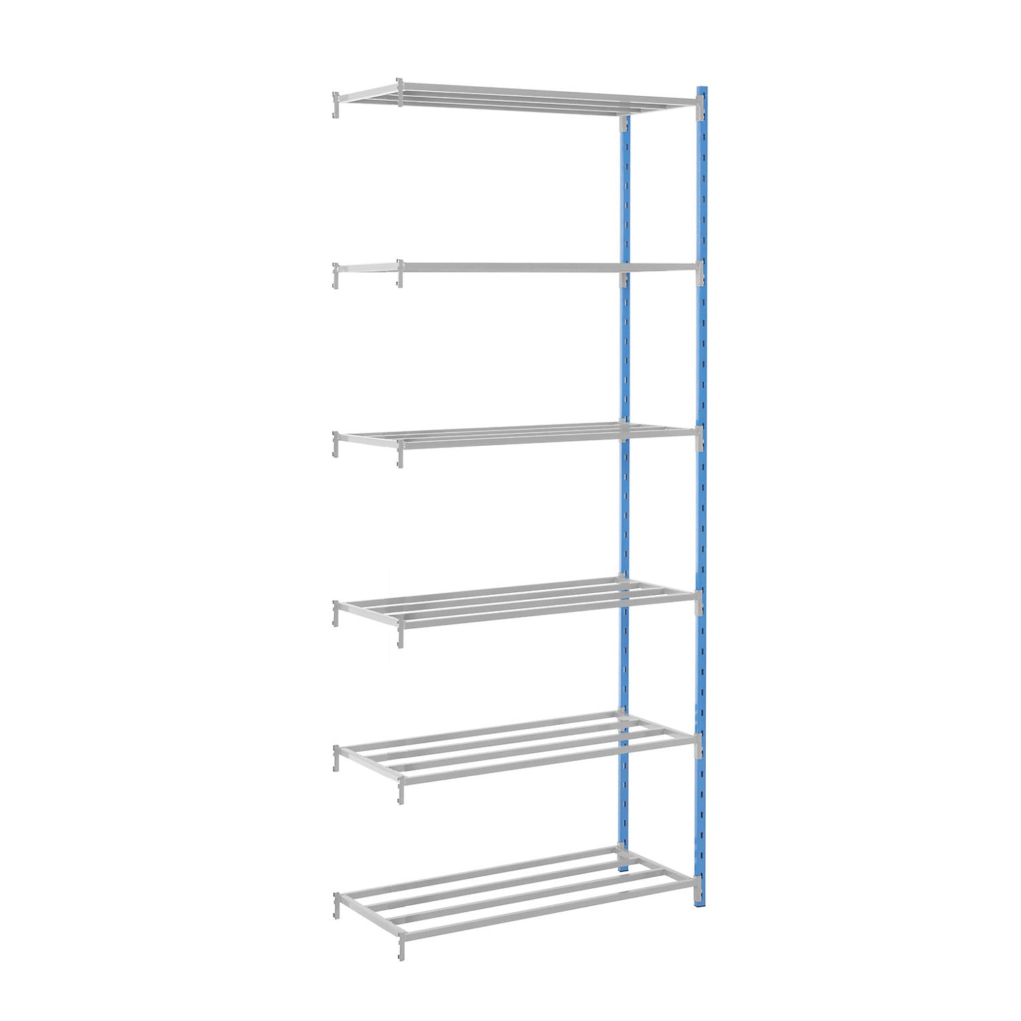 Boltless shelving unit, with tubular shelves, HxWxD 2496 x 1240 x 400 mm, extension shelf unit.