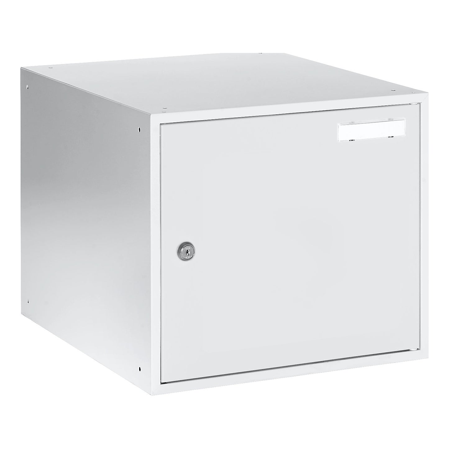 Cube locker, HxWxD 350 x 400 x 450 mm, solid panel door, light grey.