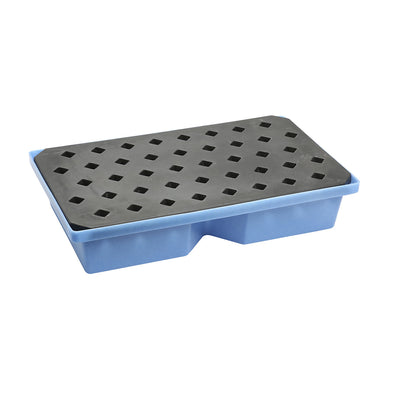 PE small container and pallet tray, LxWxH 1000 x 600 x 200 mm, sump capacity 60 l, with PE grate.