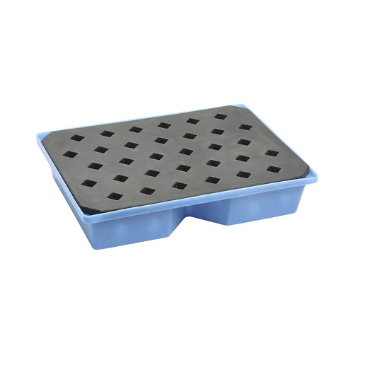 PE small container and pallet tray, LxWxH 800 x 600 x 170 mm, sump capacity 40 l, with PE grate.