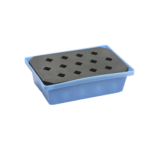 PE small container and pallet tray, LxWxH 600 x 400 x 170 mm, sump capacity 20 l, with PE grate.