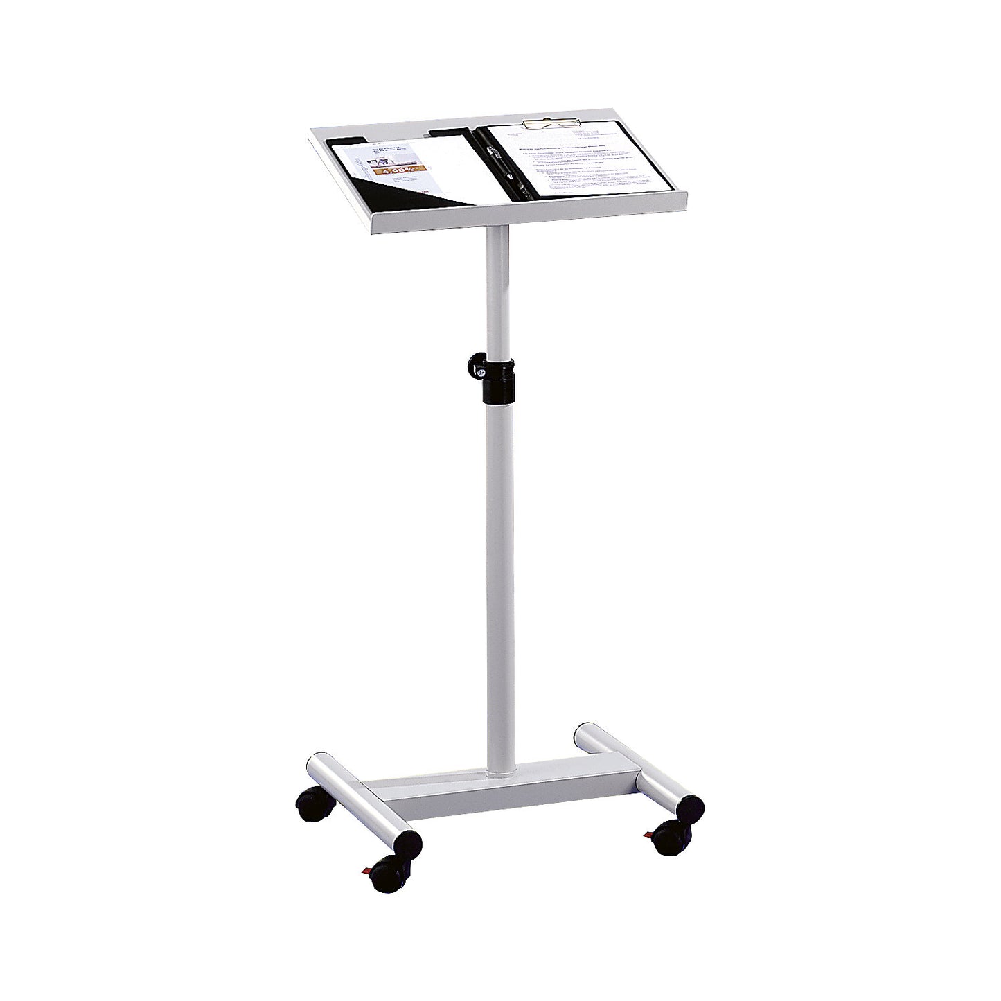 Pedestal desk, height adjustable, mobile, light grey, foot WxD 490 x 500 mm.