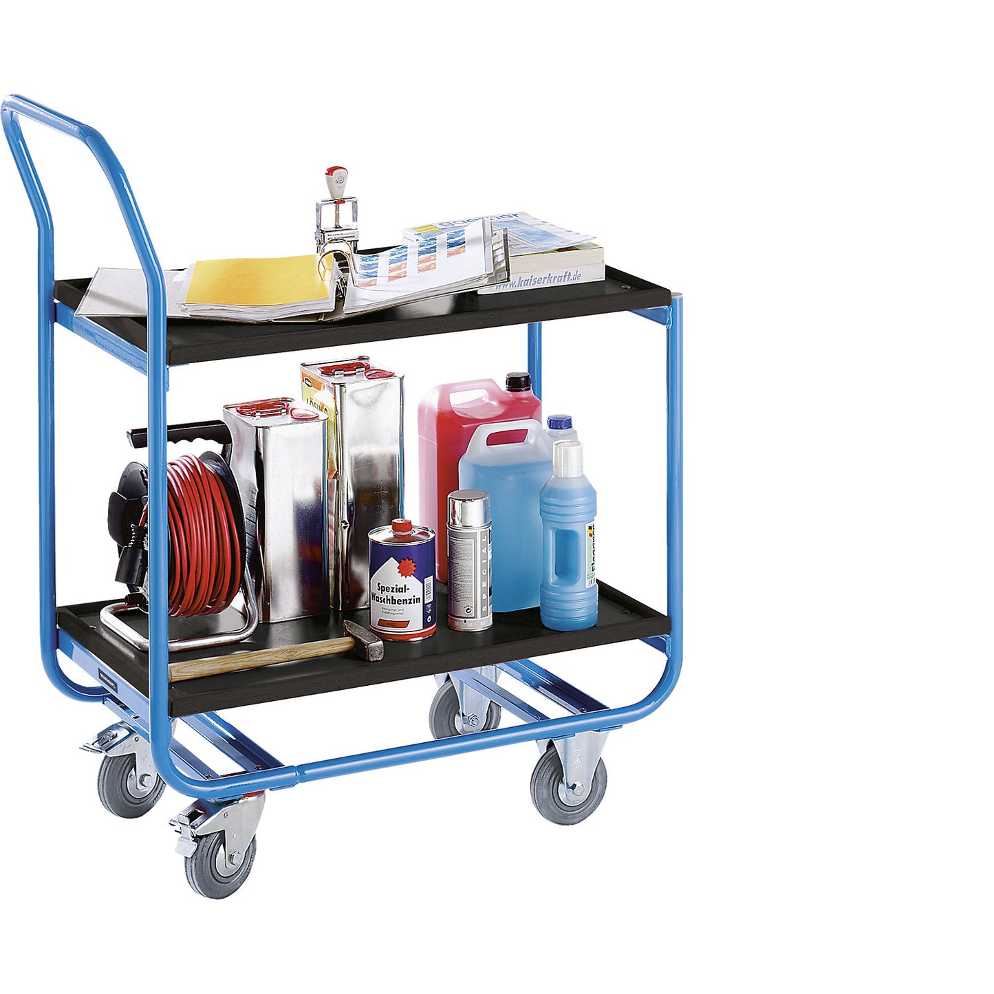 Table trolley, max. load 150 kg, shelves with raised edges, 2 shelves.