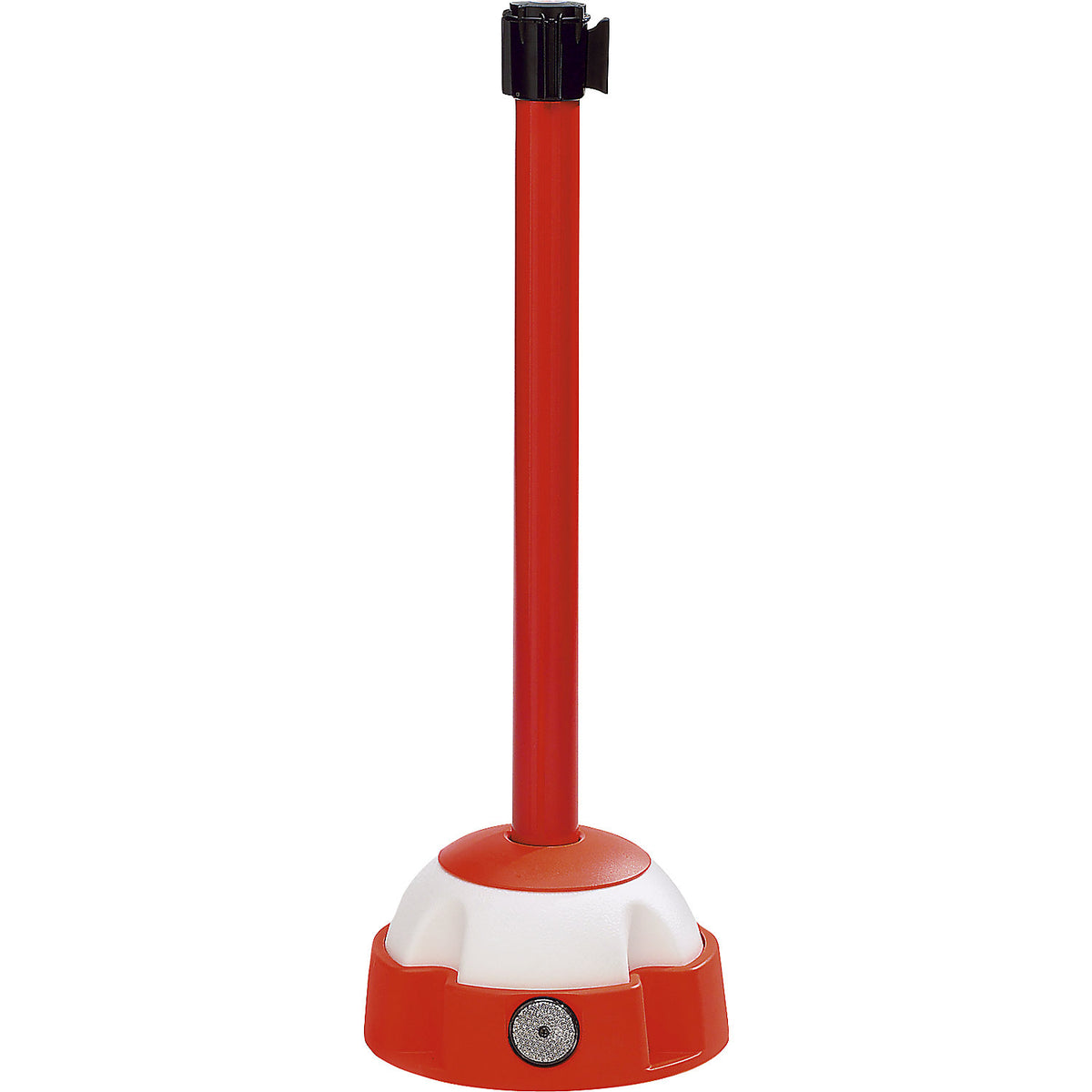 Belt barrier, warning stand, extension length 3000 mm, pack of 2, post red, belt red/white.