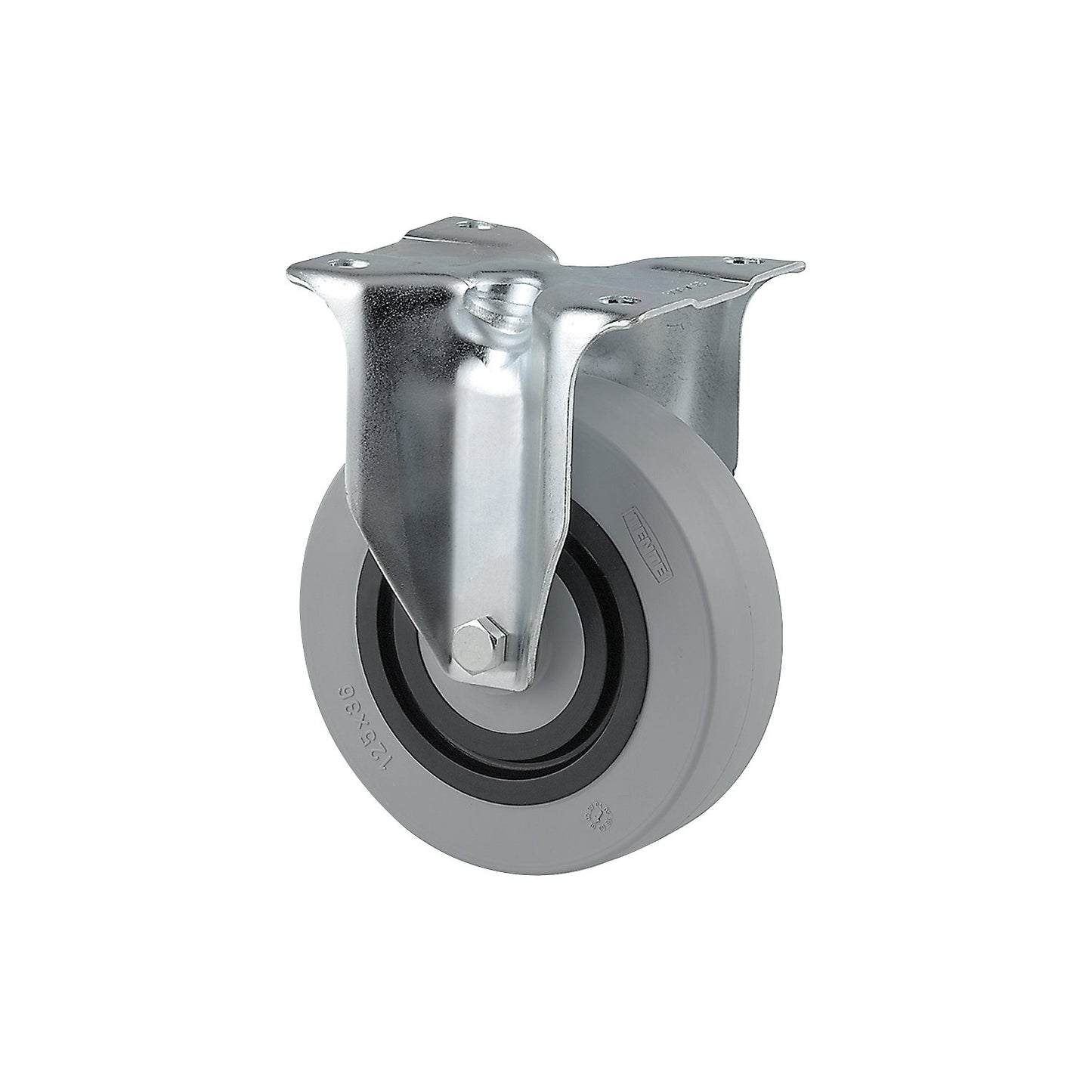 Nylon wheel, grey, wheel Ø x width 125 x 36 mm, fixed castor.