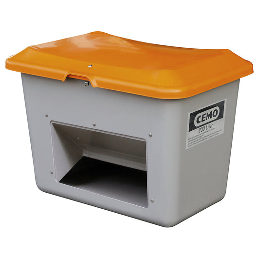 Grit container made of GRP, capacity 200 l, with dispenser opening, grey container.