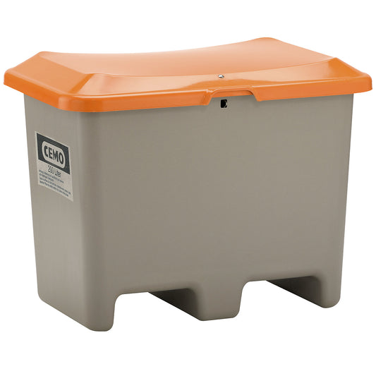 Grit container made of GRP, capacity 200 l, without dispenser opening, clearance for forklift, grey container.