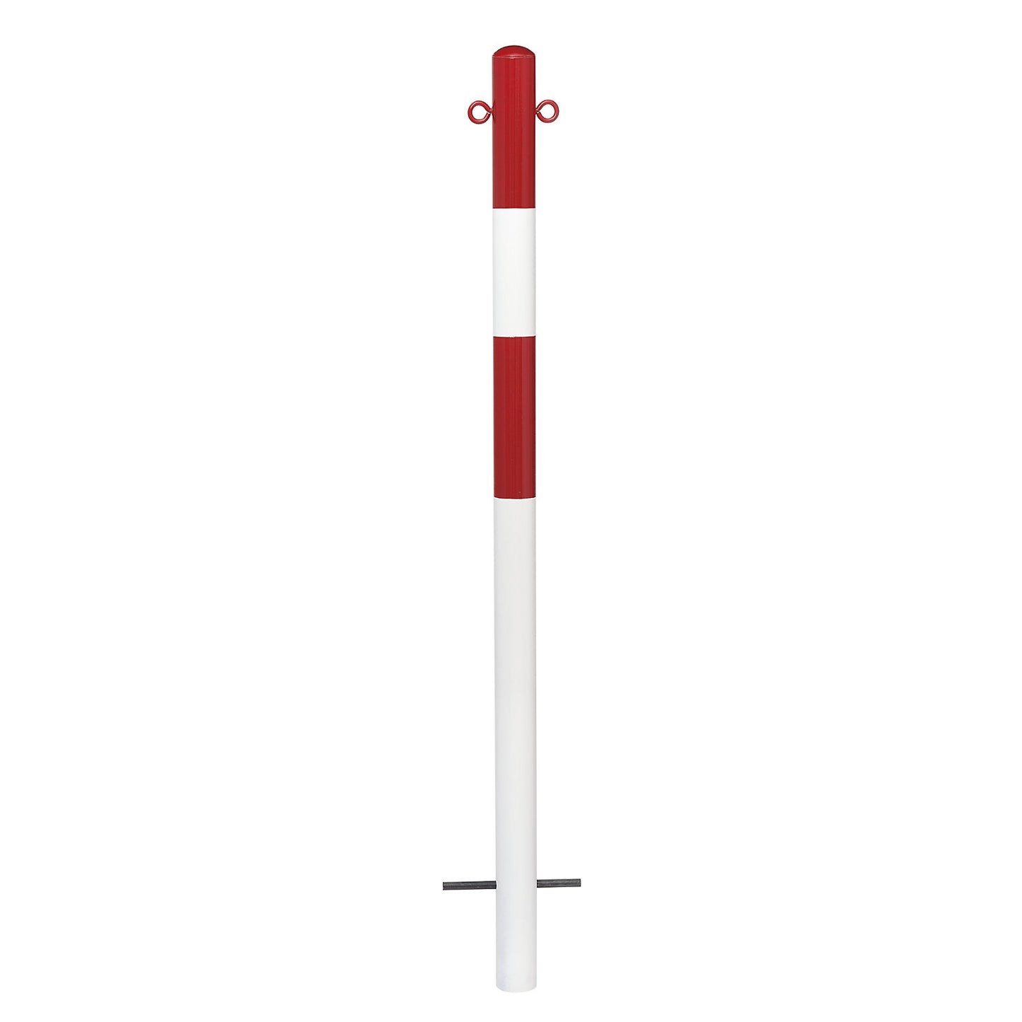Bollard Morion, for setting in concrete, Ø 60 mm, painted red/white, 2 eyelets.