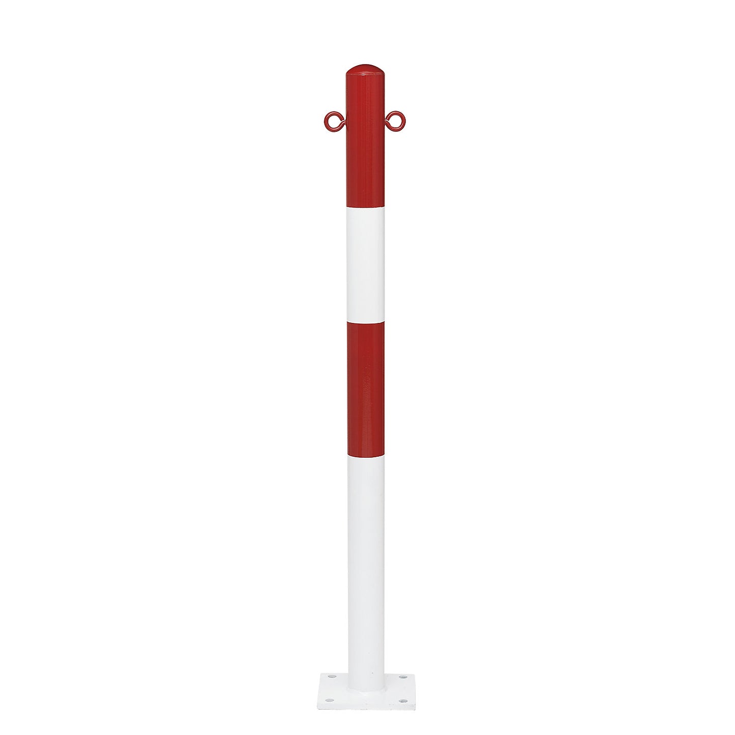 Bollard Morion, for bolting in place, Ø 60 mm, painted red/white, 2 eyelets.