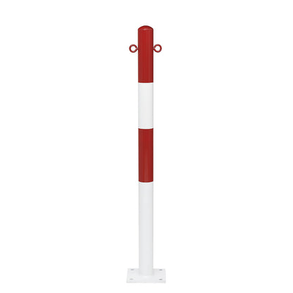 Bollard Morion, for bolting in place, Ø 60 mm, painted red/white, 2 eyelets.