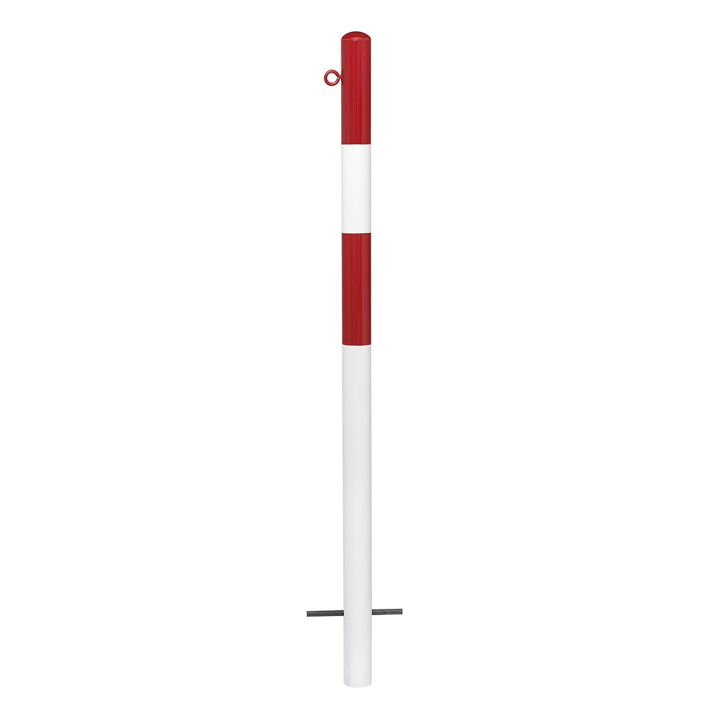 Bollard Morion, for setting in concrete, Ø 60 mm, painted red/white, 1 eyelet.