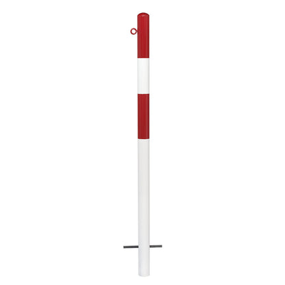 Bollard Morion, for setting in concrete, Ø 60 mm, painted red/white, 1 eyelet.