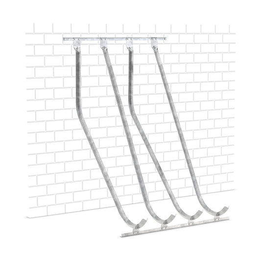 Semi vertical cycle rack, wall mounting, 4 parking spaces.